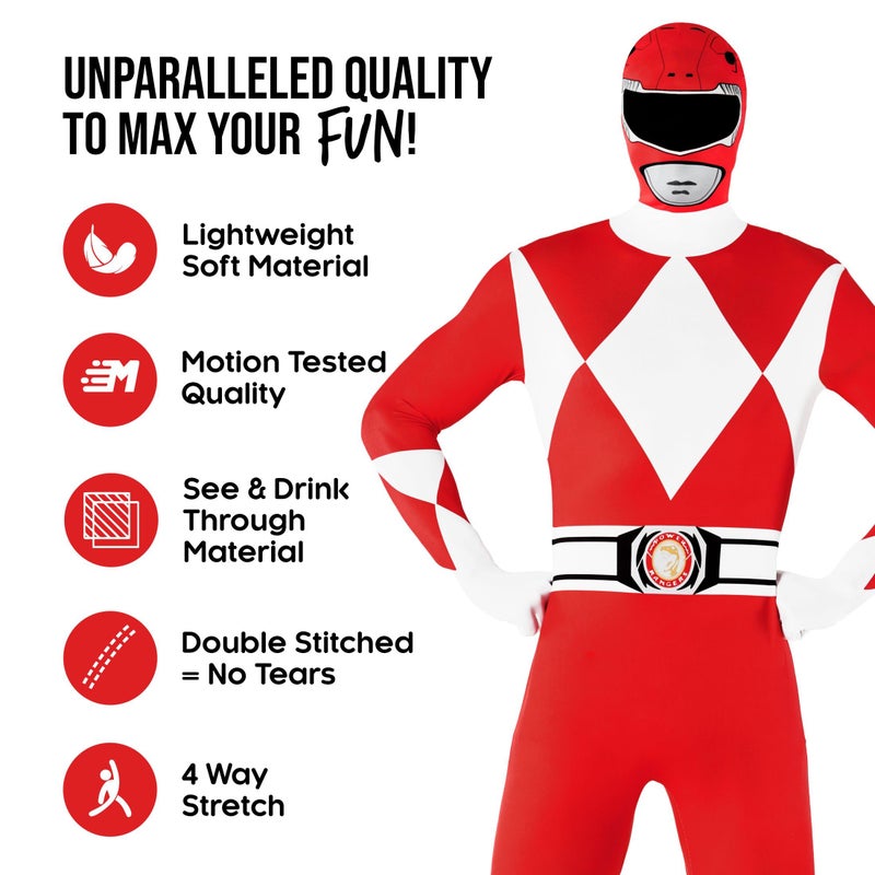 Morphsuits Official Power Ranger Morphsuit Costume,Red,Large 5'4"-5'10" (163cm - 177cm) - Image 2